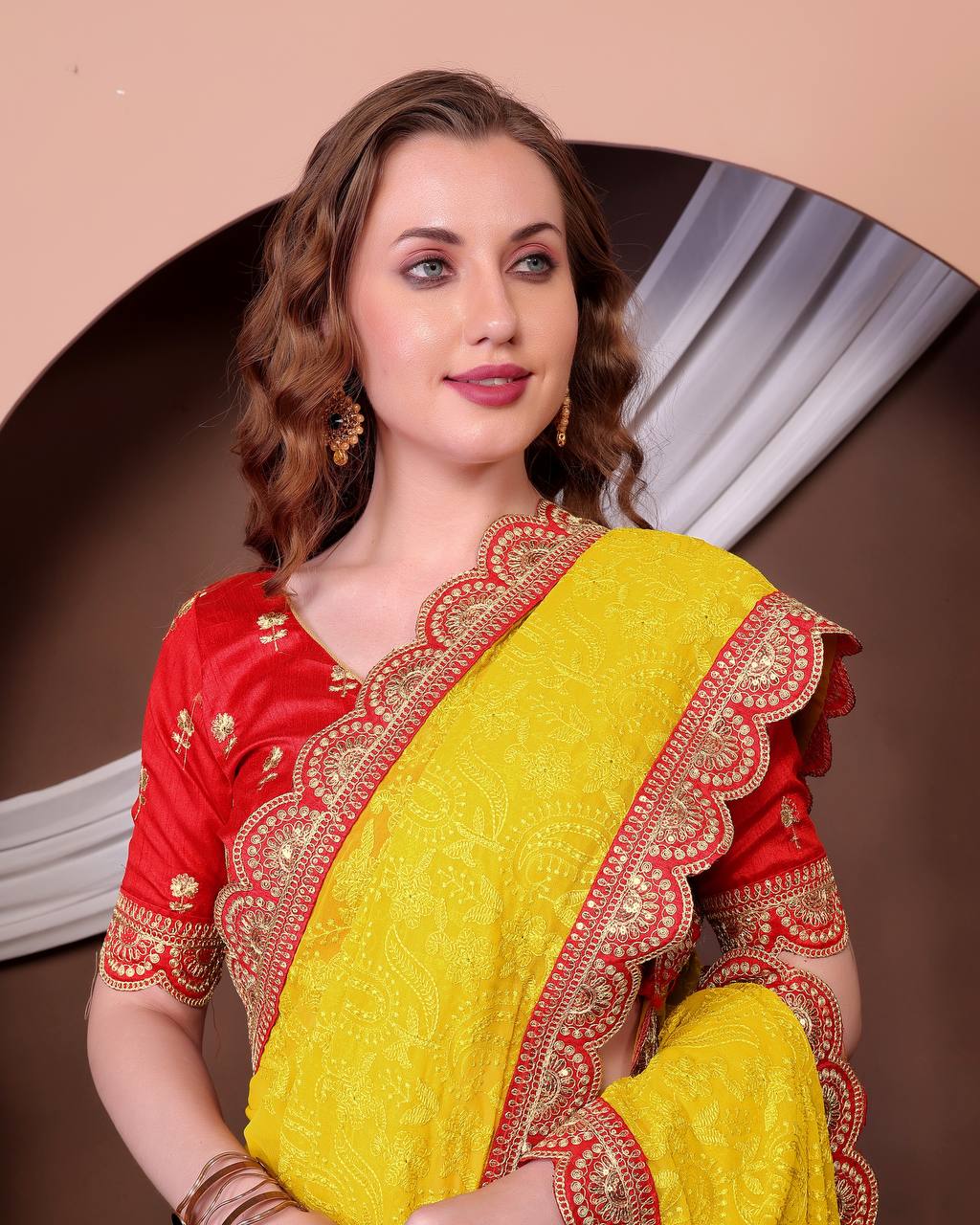 Women's Soft Georgette Saree with All-Over Thread Chikankari Embroidery Saree