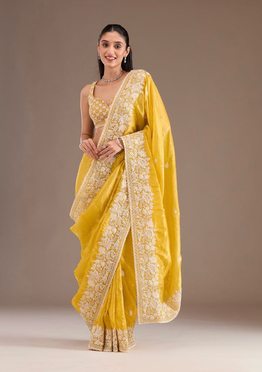 Heavy Embroidery Codding & Sequins Work With Fancy CutWork Border