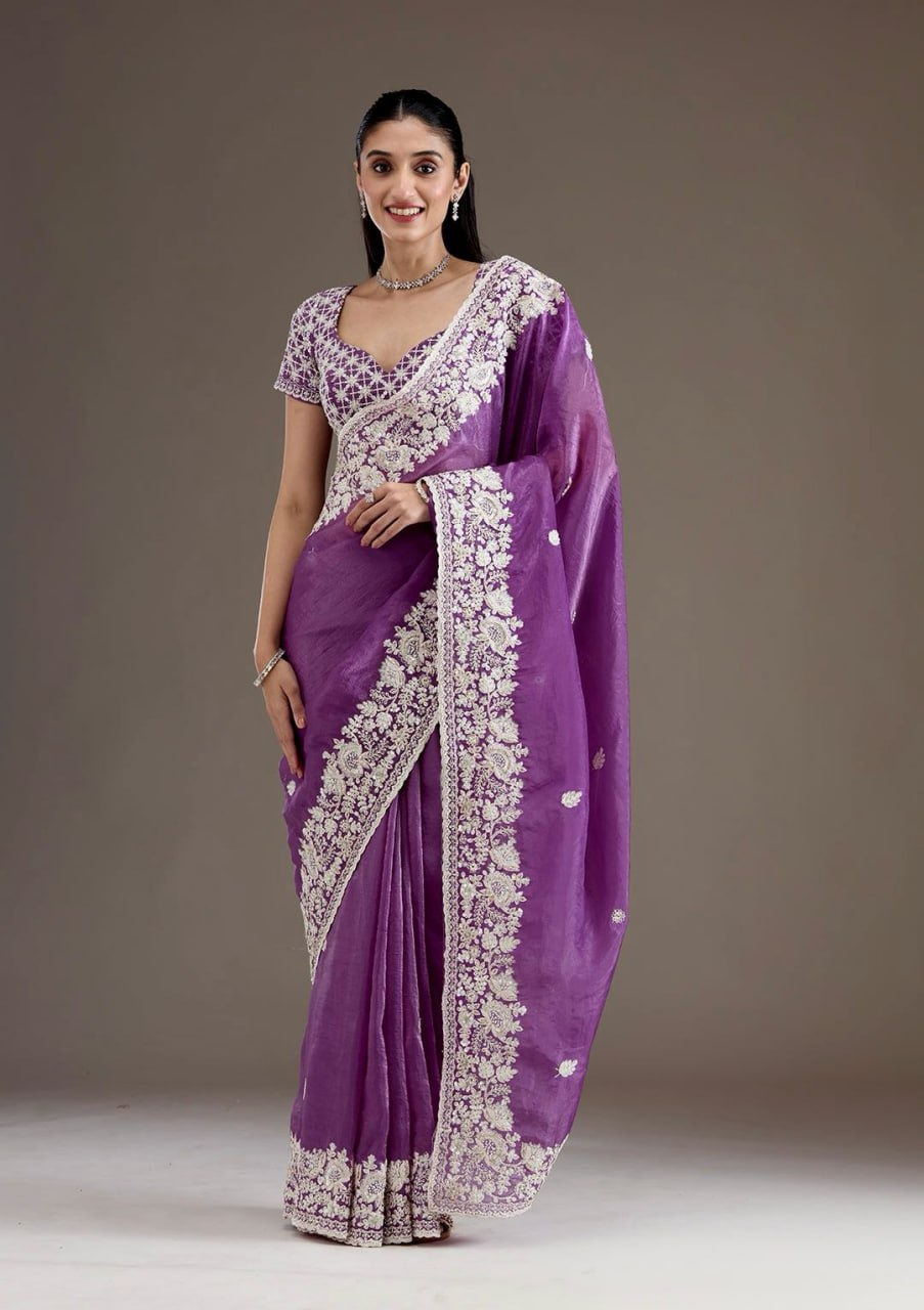 Heavy Embroidery Codding & Sequins Work With Fancy CutWork Border