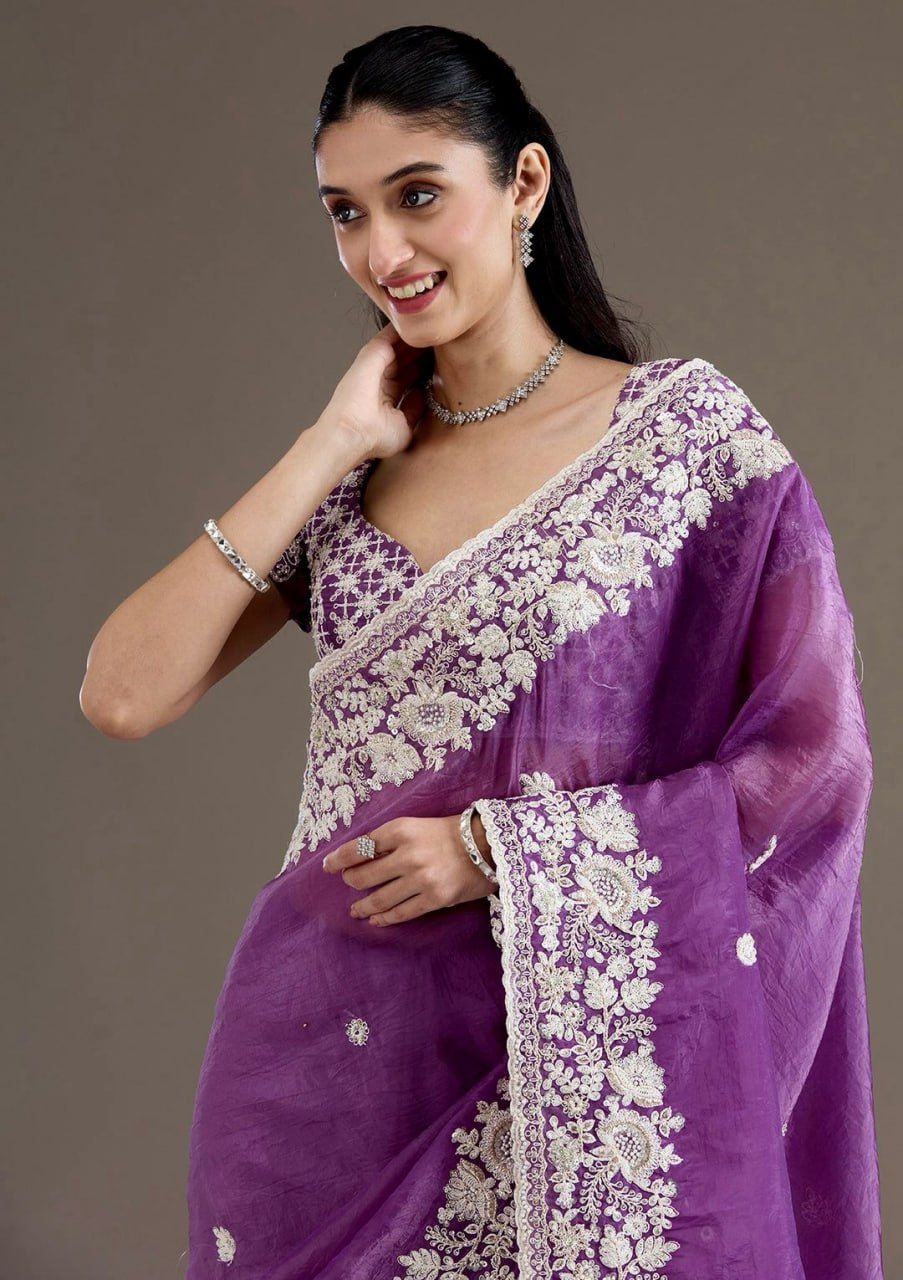 Heavy Embroidery Codding & Sequins Work With Fancy CutWork Border