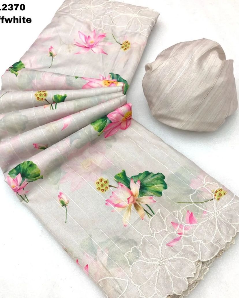 Flower Print Embroidered Multi And Cut Pattern With Digital Print Work