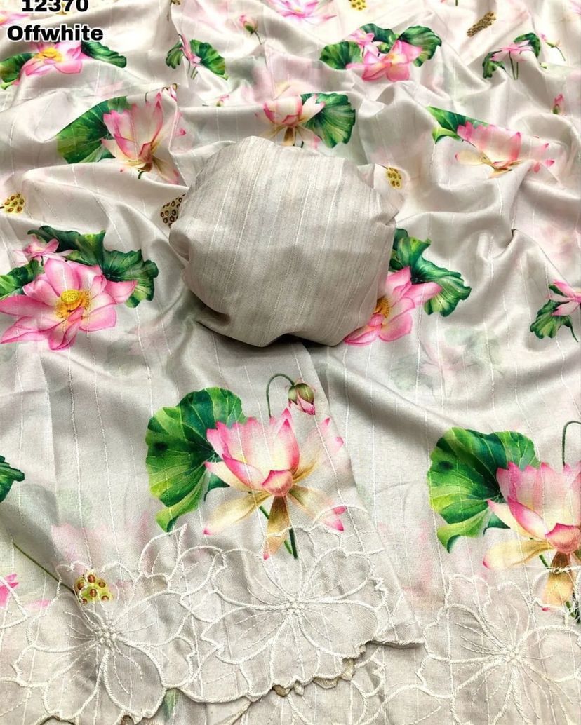 Flower Print Embroidered Multi And Cut Pattern With Digital Print Work