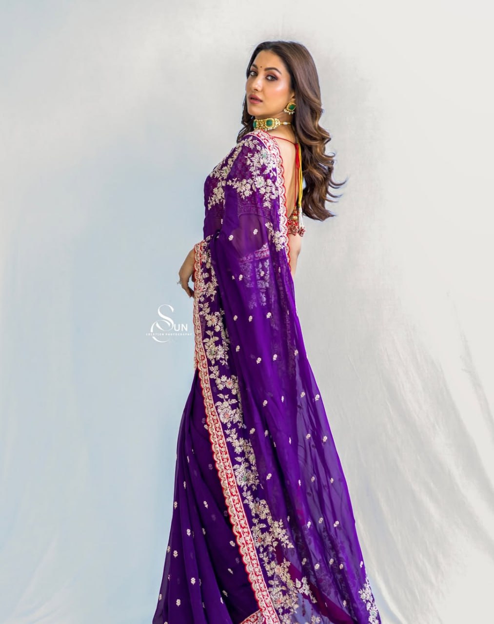 Heavy Sequence & Coading Lace Border in Saree Work