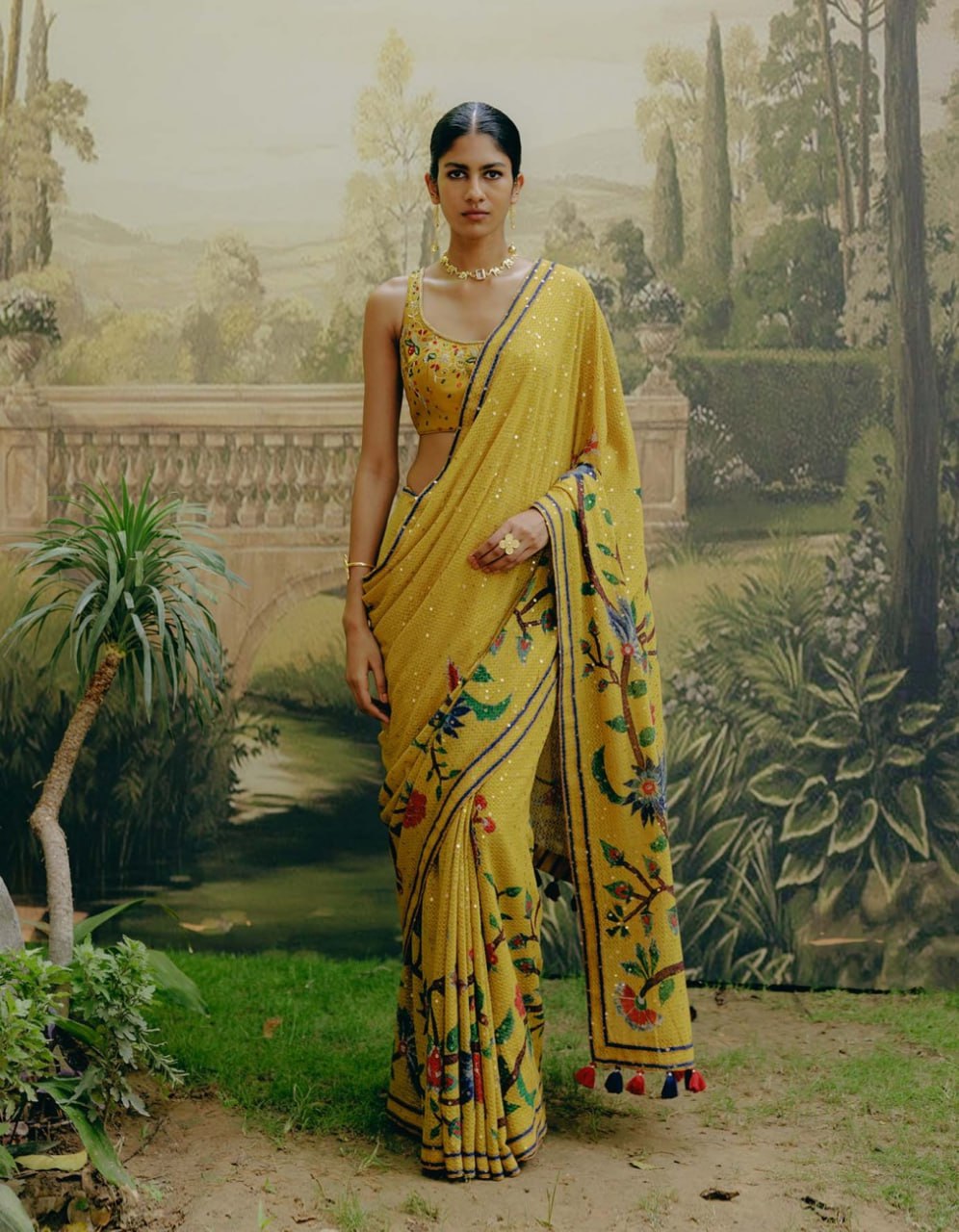 Heavy Georgette Fancy Digital Print With Sequnce Work