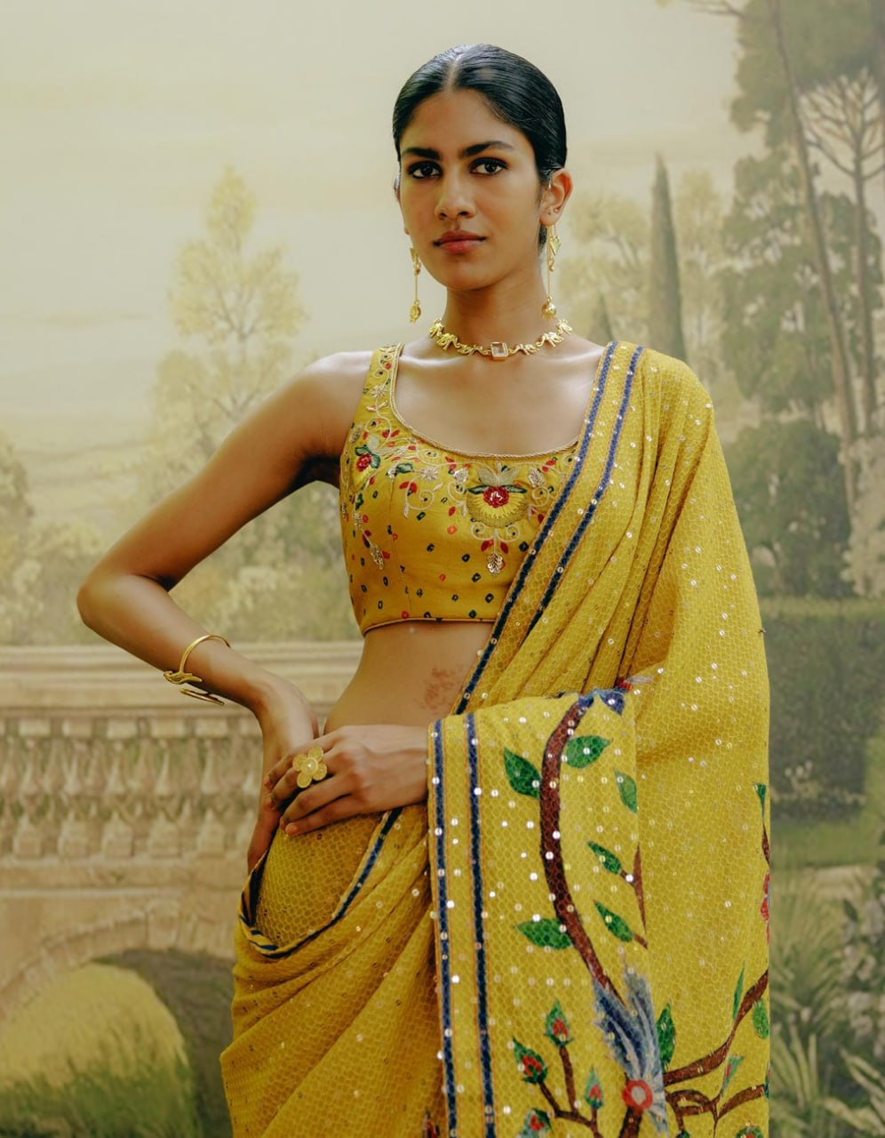 Heavy Georgette Fancy Digital Print With Sequnce Work