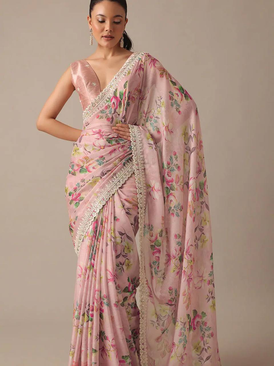 Mono Banglory Silk Digital Prints And Embroidery Codding Work Saree And Blouse