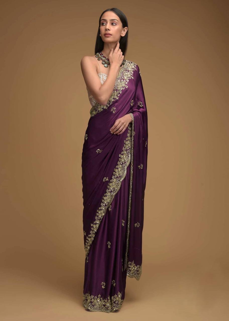 Wine Premium Black Rangoli Silk Saree With Blouse