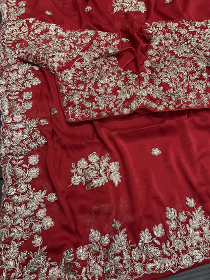 Women's Pure Soft Rangoli Silk Saree with Fancy Beautiful Embroidery Sequences, Zari and Coding Work, Cut Work Border Saree