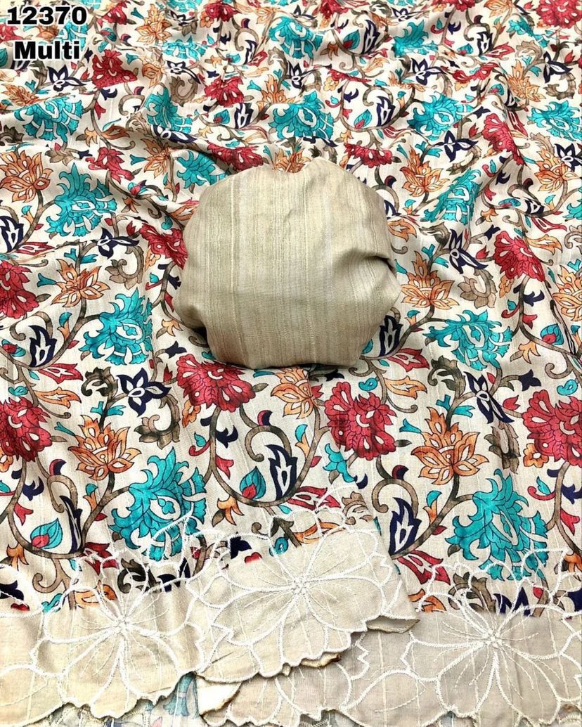 Flower Print Embroidered Multi And Cut Pattern With Digital Print Work