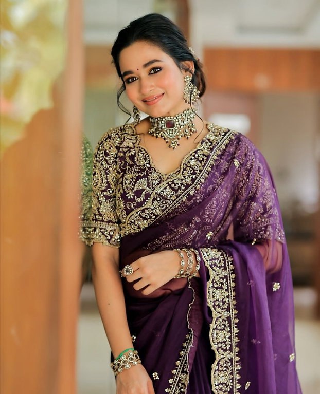 EMBROIDERY THREAD WITH SEQUNCE WORK SAREE 5.50 MTR