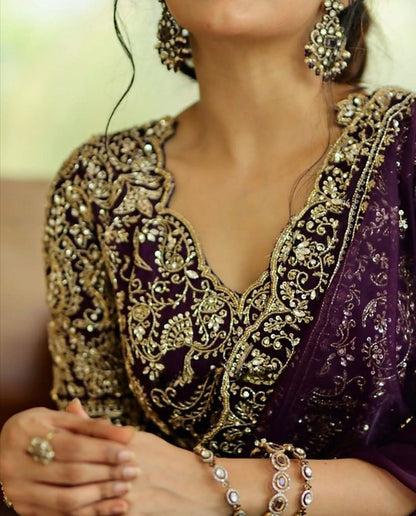 EMBROIDERY THREAD WITH SEQUNCE WORK SAREE 5.50 MTR