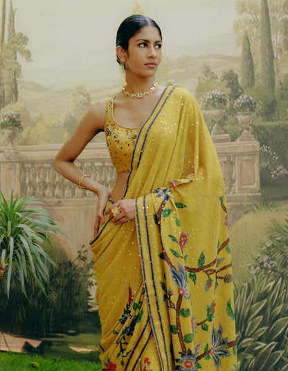 Heavy Georgette  Fancy Digital Print With Sequnce Work
