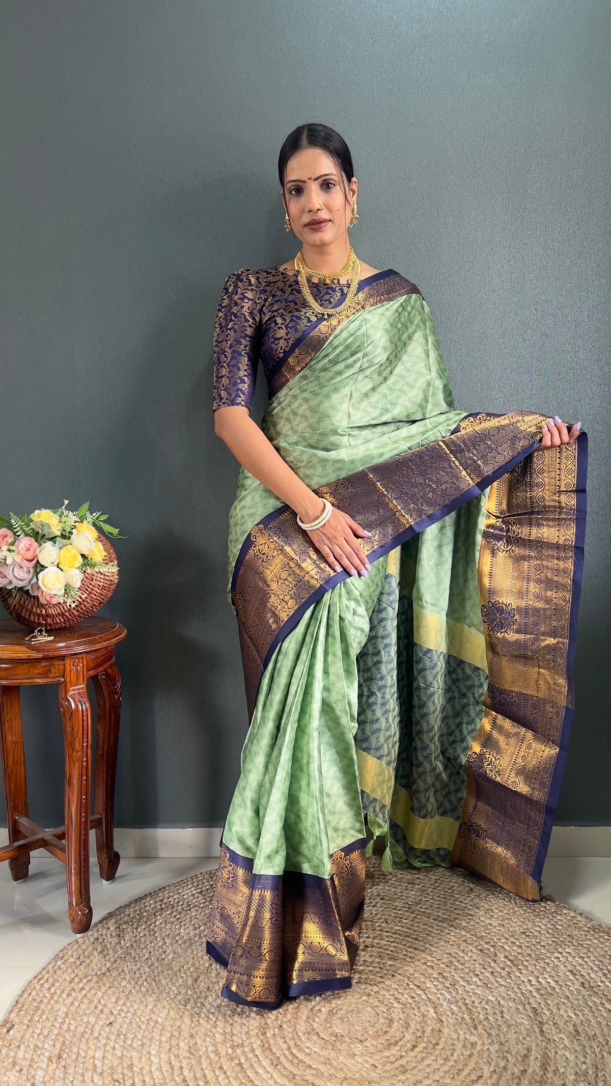 Aura Cotton Silk Saree And Blouse