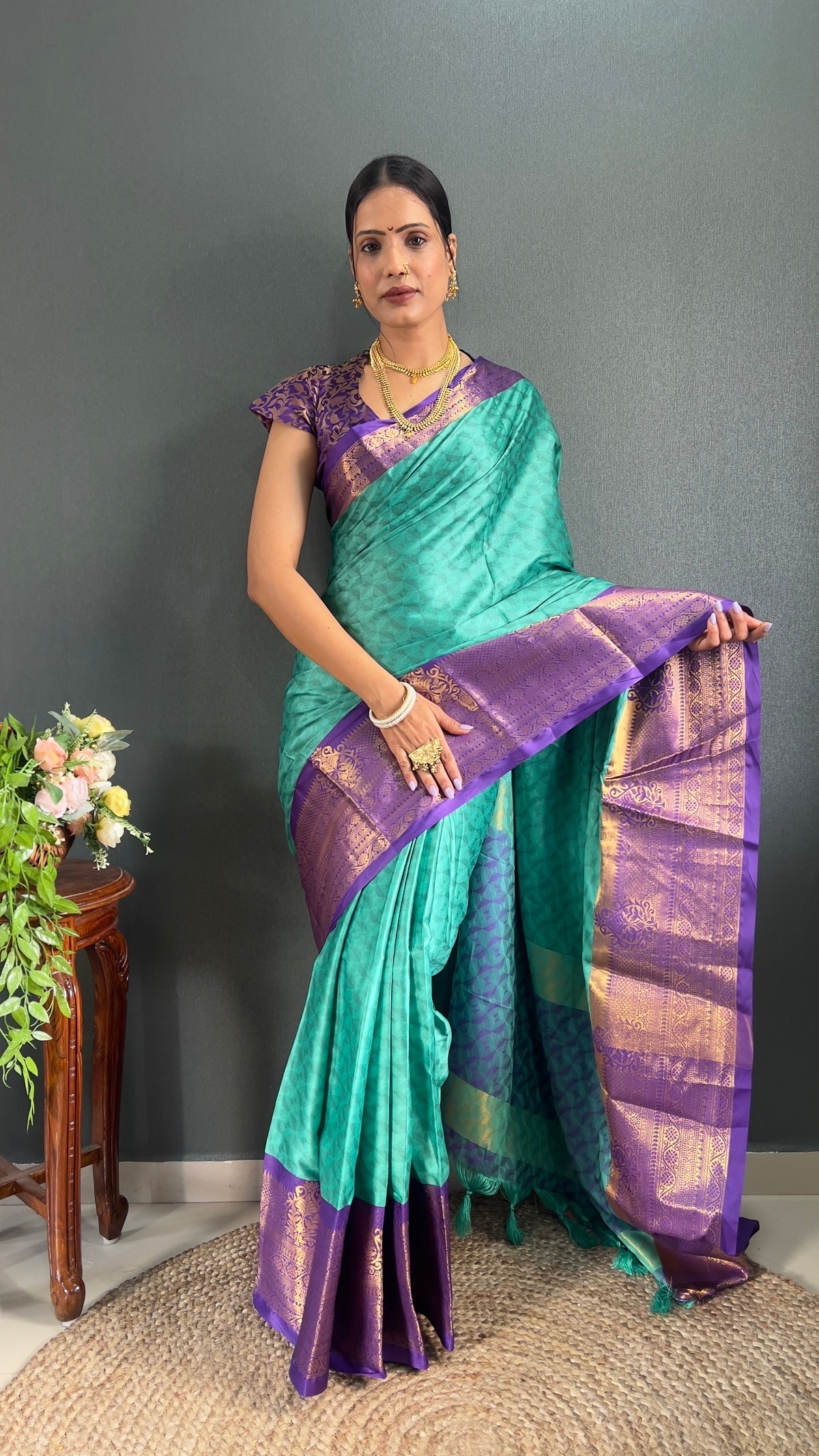 Aura Cotton Silk Saree And Blouse