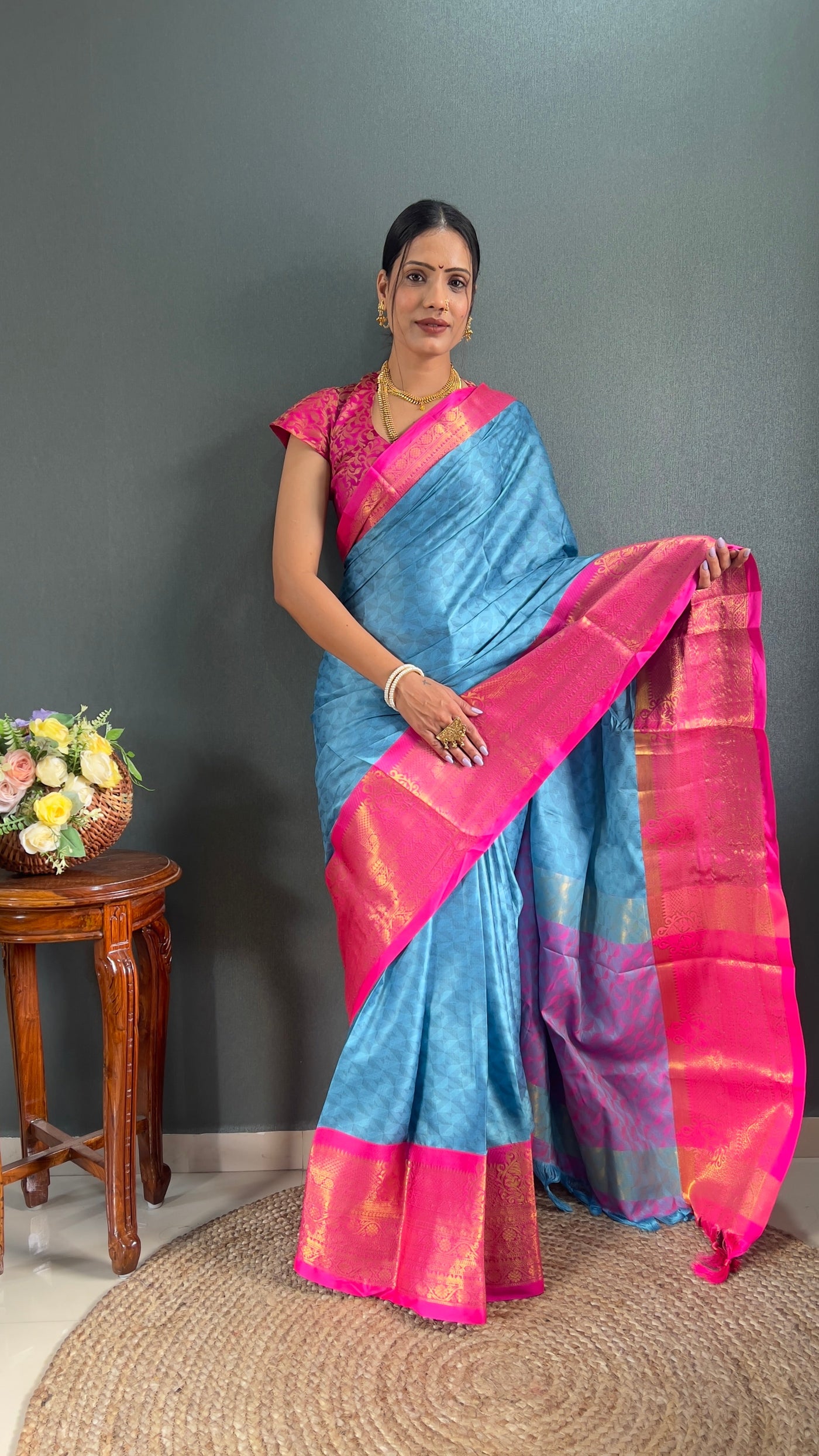 Aura Cotton Silk Saree And Blouse