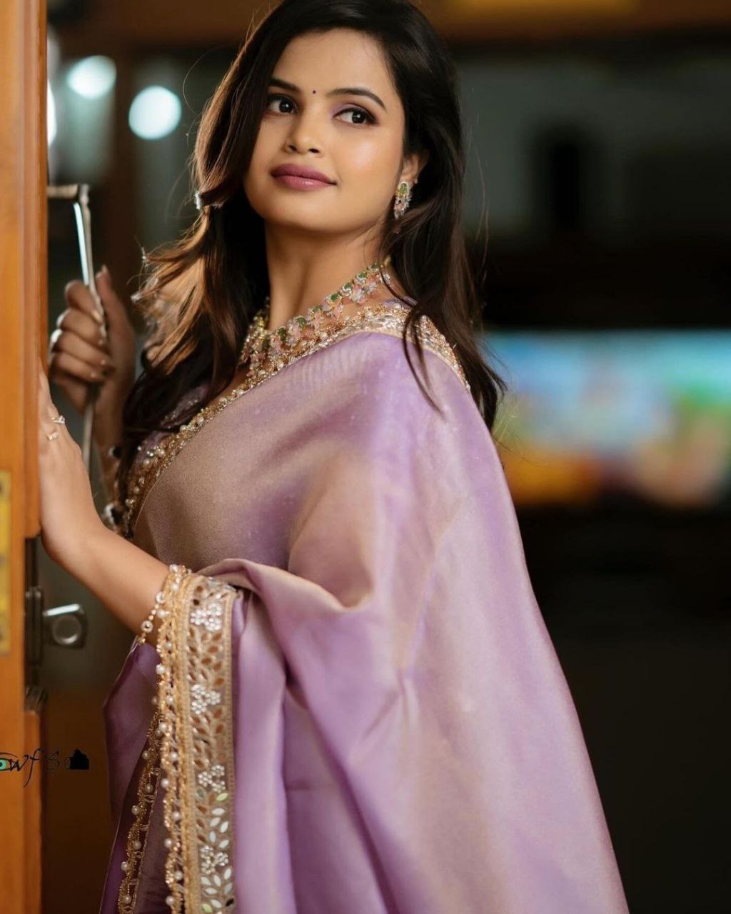 Peach Color Silver Tissue Silk Saree And Blouse