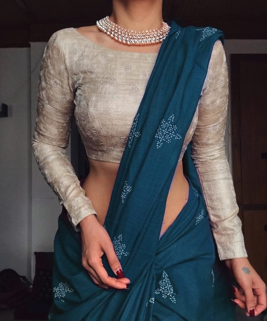 Bollywood Natural Silk Original Digital Print Saree With Embroidery Work Blouse