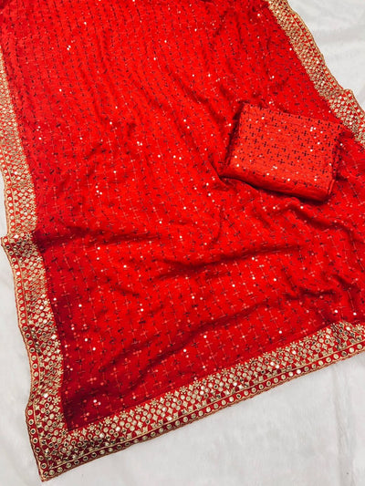 Bollywood Heavy Soft Georgette , MONO Bangloty saree with Blouse