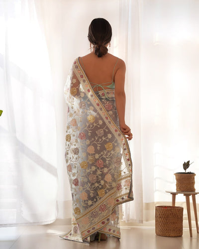 Bollywood Gulabo Heavy Butterfly Net Saree With Embroidery Work and Blouse