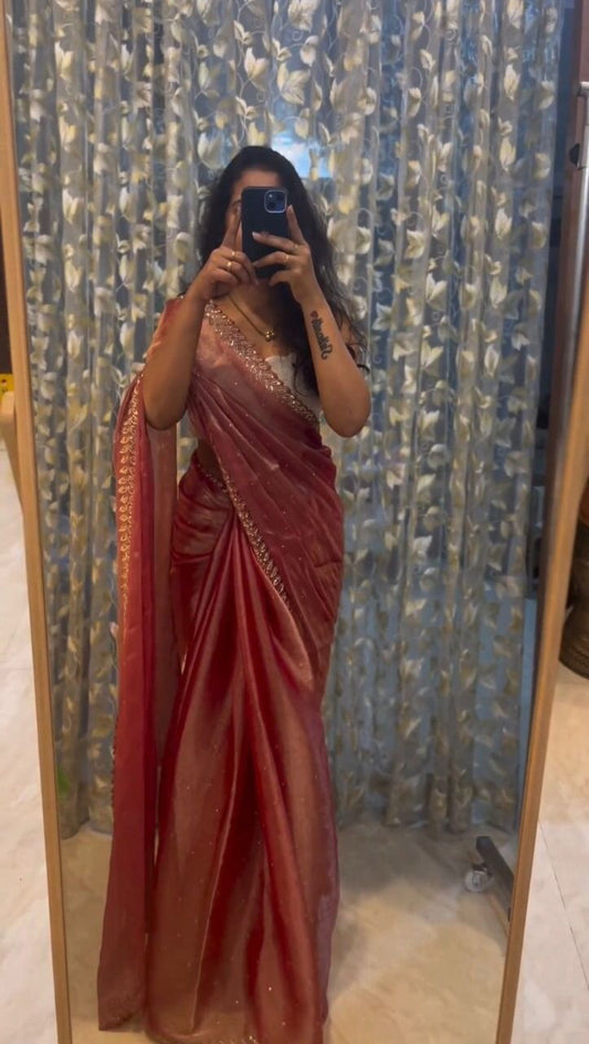 Multi Color Heavy Pure Soft Zimmy Choo Saree And Blouse