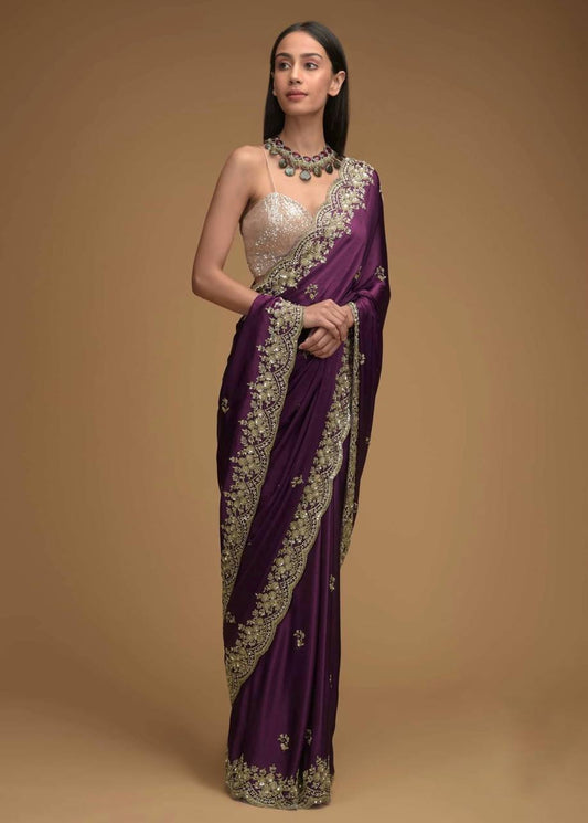 Wine Premium Black Rangoli Silk Saree With Blouse