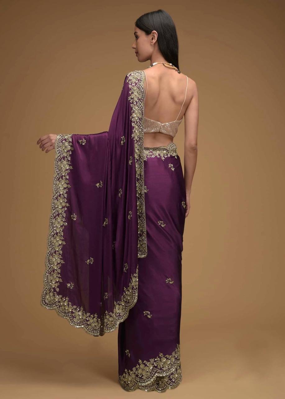 Wine Premium Black Rangoli Silk Saree With Blouse